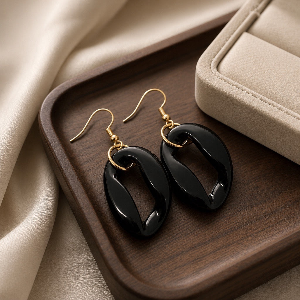 Black Cuban Link Earrings