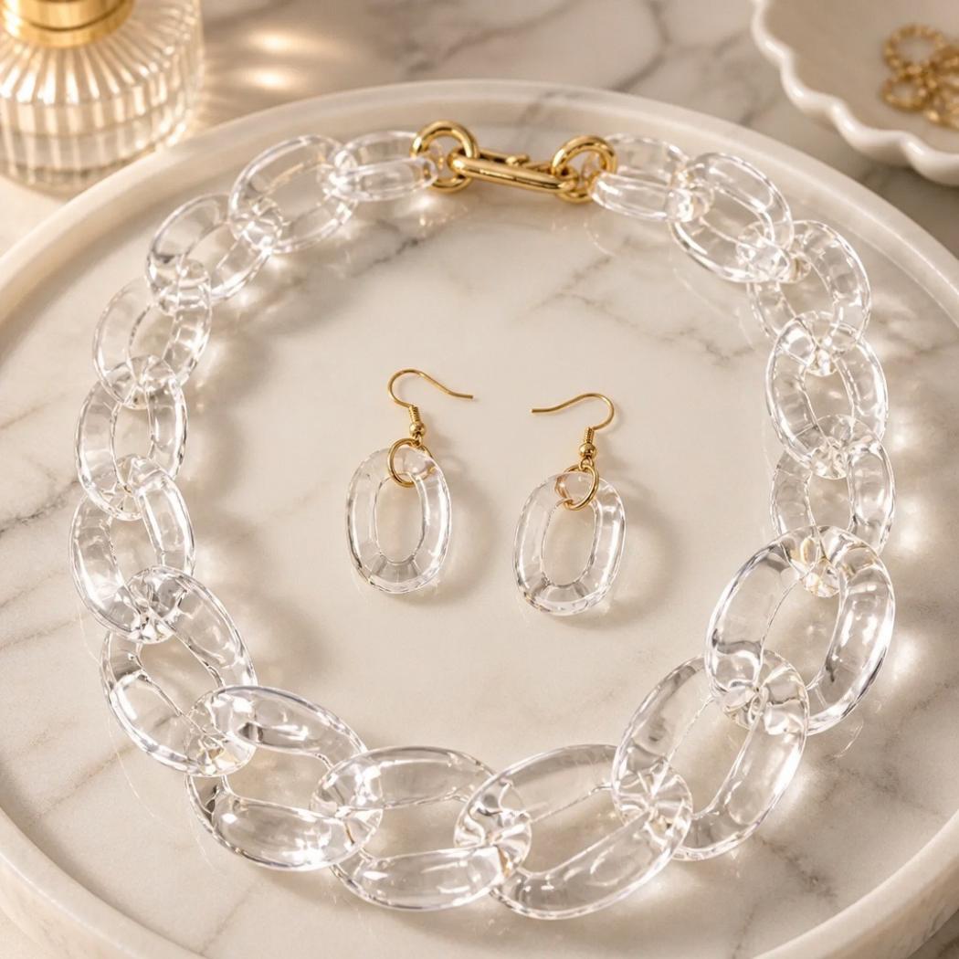 Lucite Cuban Link Earrings