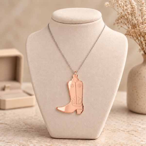 Cowboy Boot Necklace – Western Style Acrylic Pendant | SassyBirds
