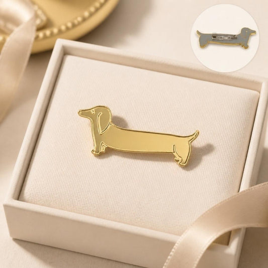 Mirror Dachshund Pin | Doxie Dog Acrylic Brooch