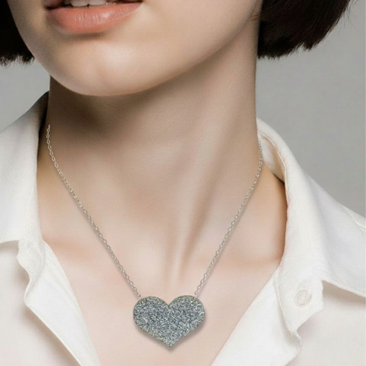 Love Heart Maxi Necklace | Mirror, Glitter & Acrylic | SassyBirds