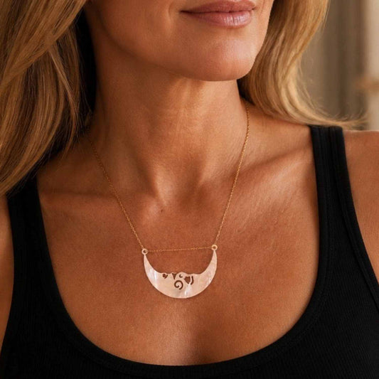 Midnight Moonstuck Necklace – Pearl Acrylic Celestial Statement Pendant