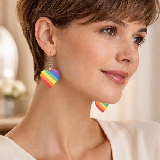 Rainbow Heart Earrings - Diagonal