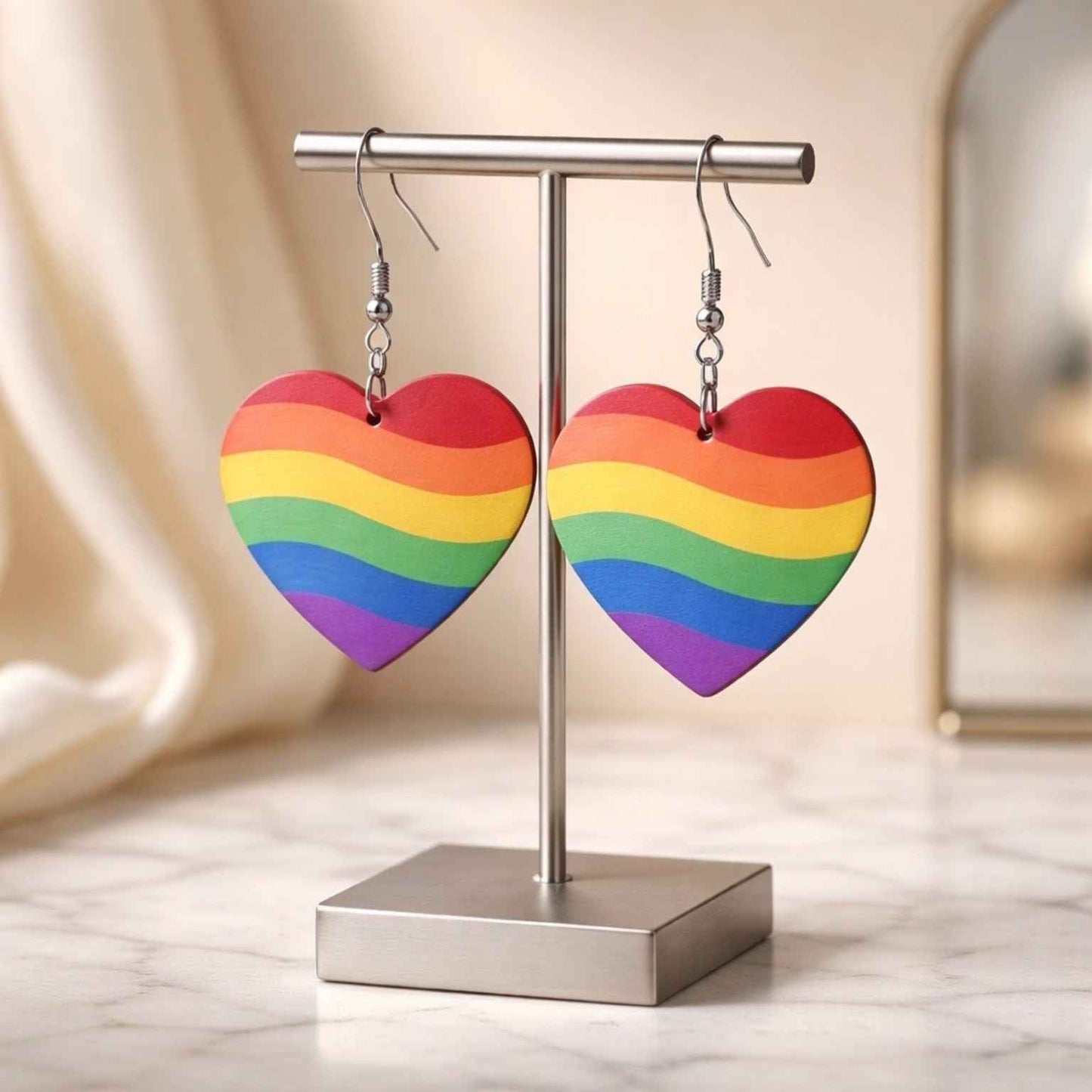 Rainbow Heart Earrings - Wave
