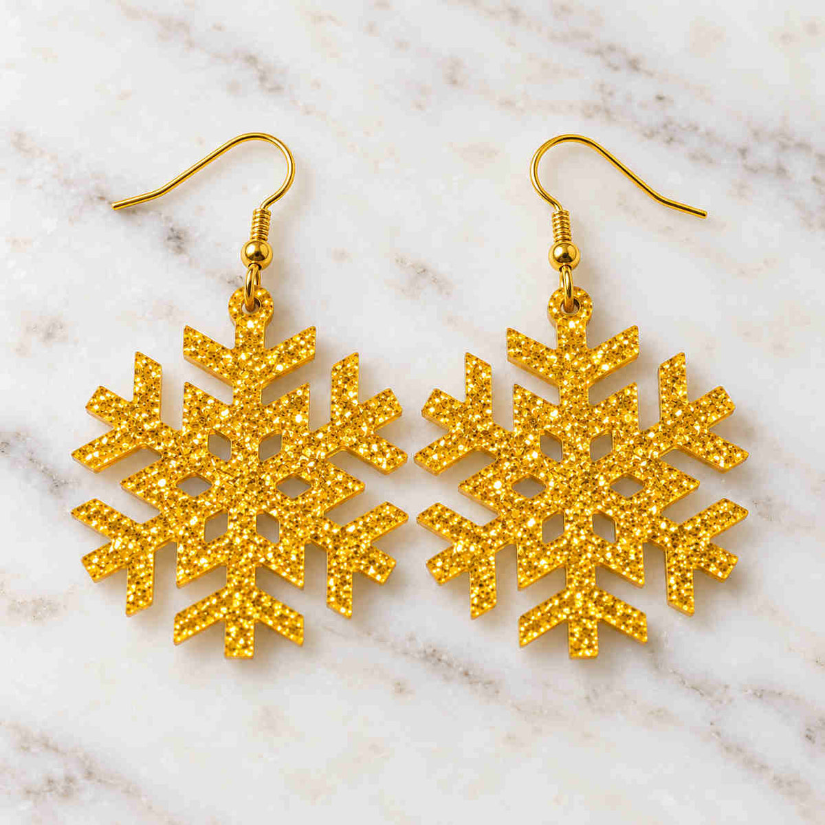 Glitter Snowflake Earrings - PREORDER