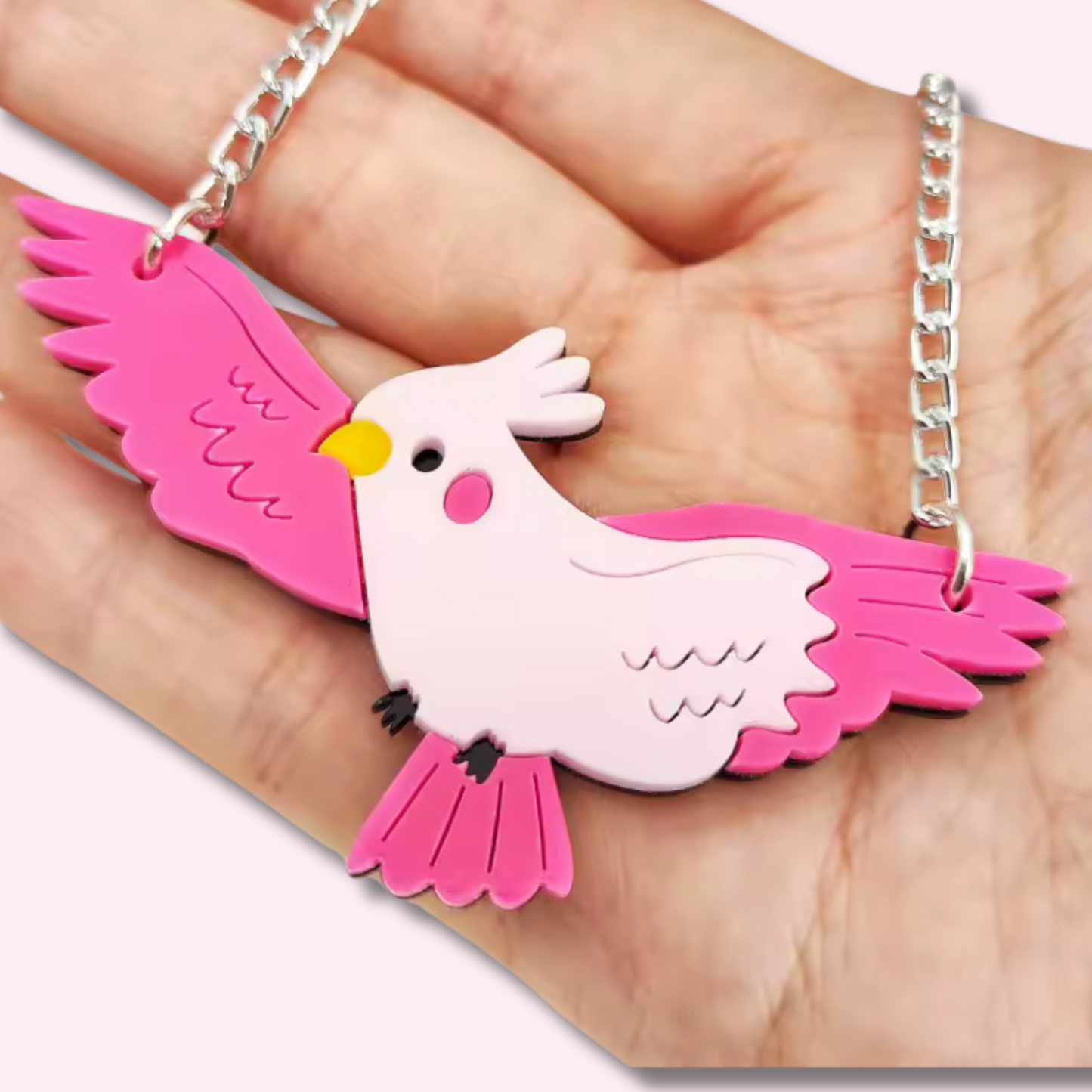 Pink Cockatoo Parrot Necklace