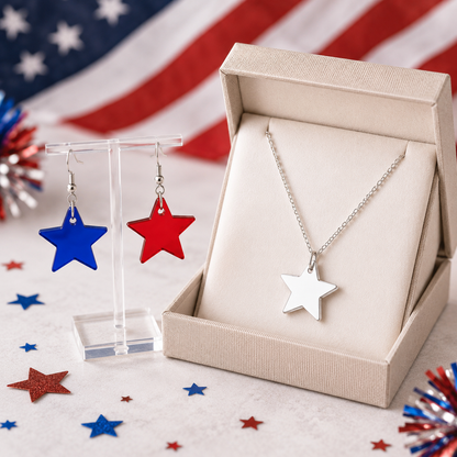 Stars & Stripes Necklace & Earrings Set