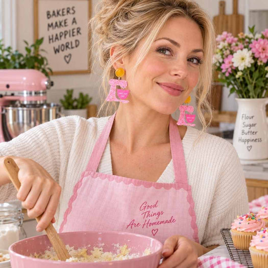 Pink Bake My Day stand mixer acrylic statement earrings