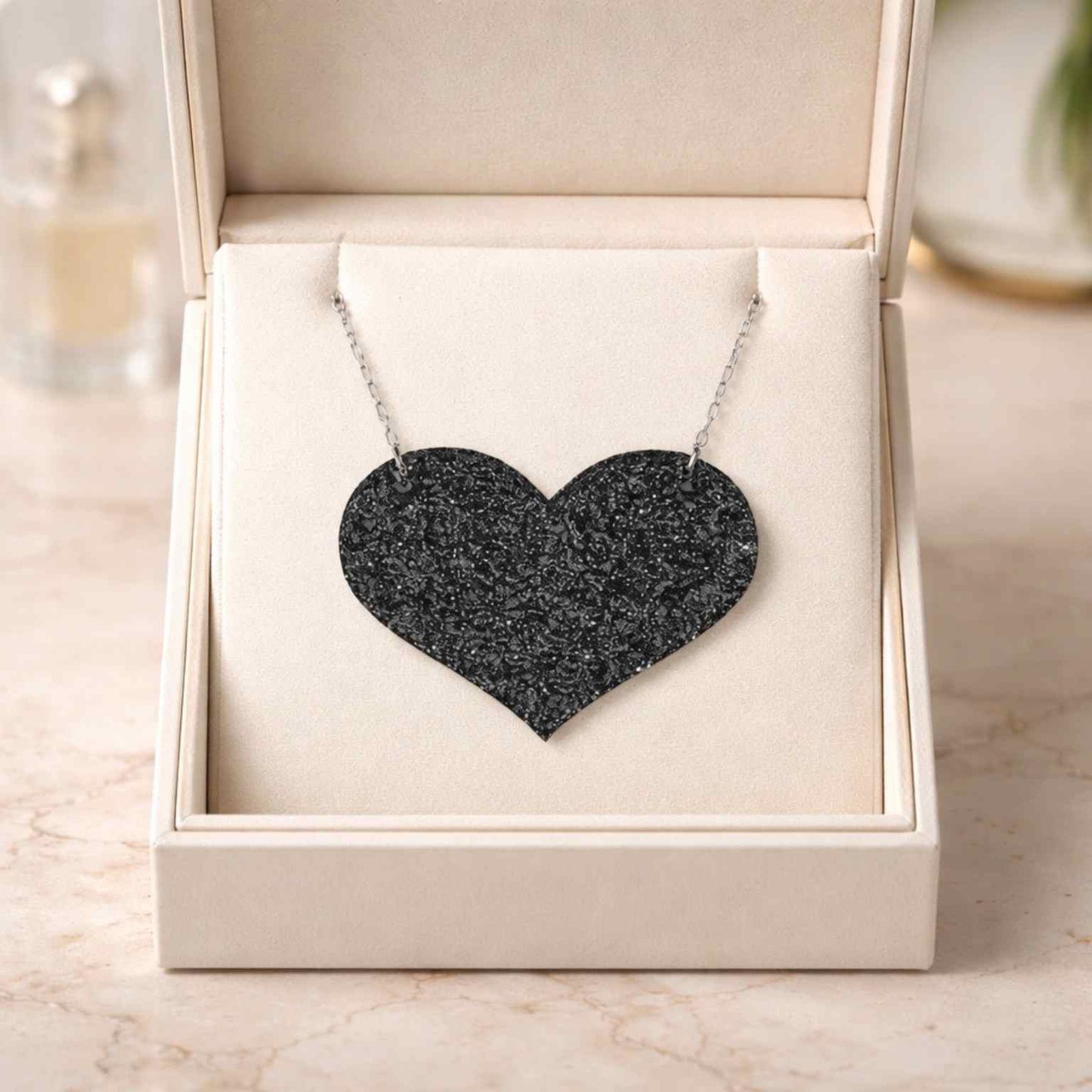 Love Heart Maxi Necklace | Mirror, Glitter & Acrylic | SassyBirds