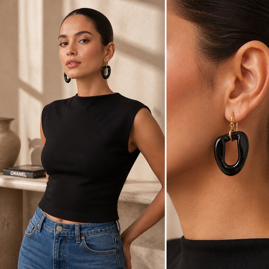 Black Cuban Link Earrings