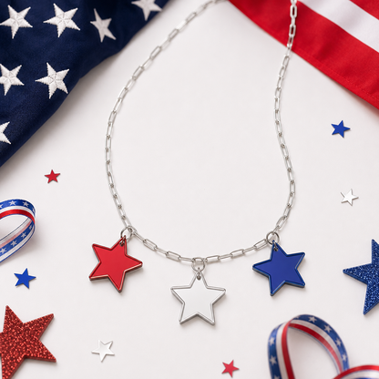 Stars & Stripes Triple Star Necklace