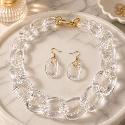 Lucite Cuban Link Earrings