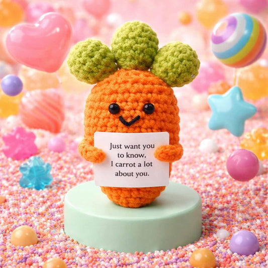 Cam the Carrot Crochet Stuffed Animal with Positive Affirmation