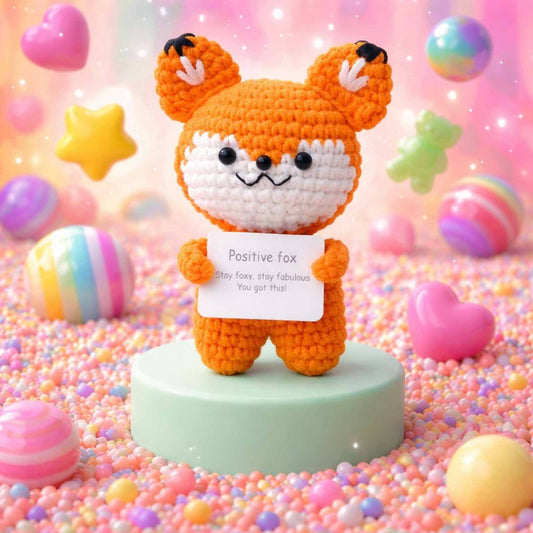 Frankie the Fox Crochet Stuffed Animal with Positive Affirmation