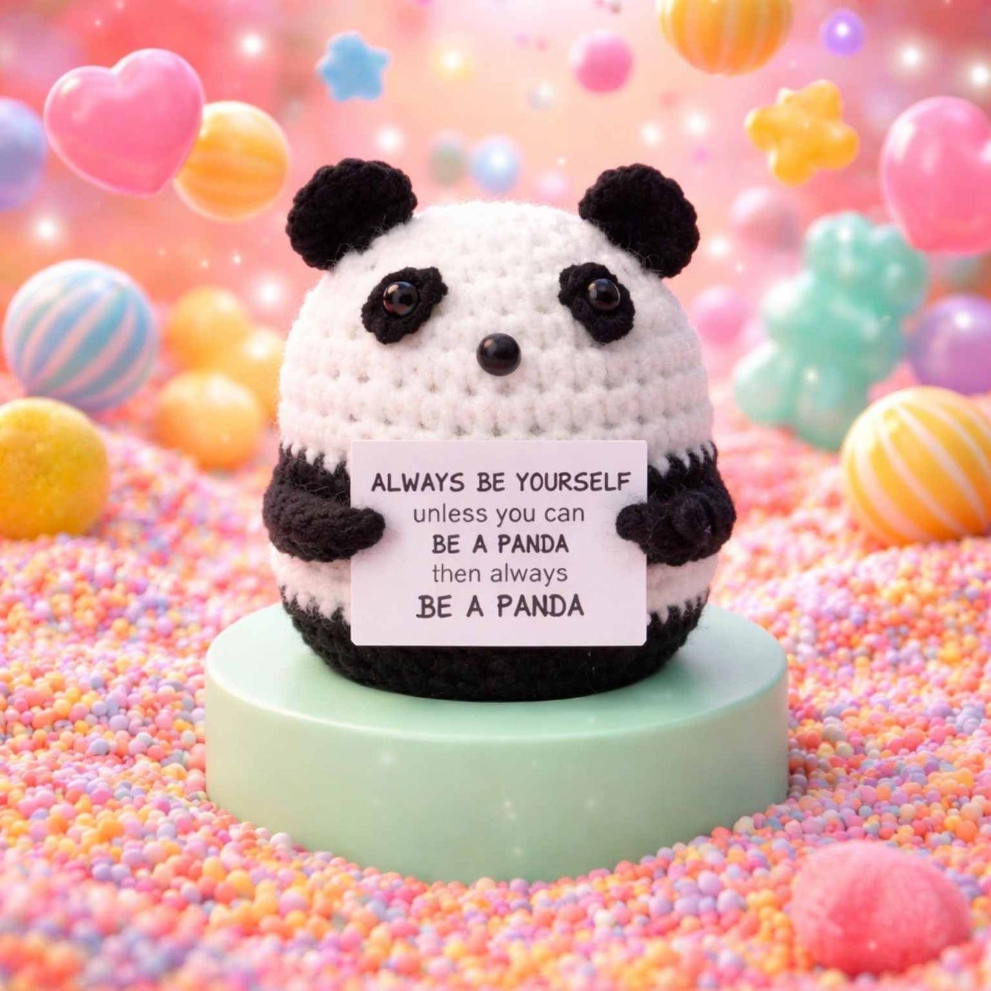 Pete the Panda Crochet Stuffed Animal with Positive Affirmation
