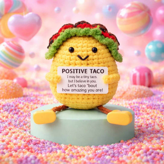 Tova the Taco Crochet Stuffed Animal with Positive Affirmation