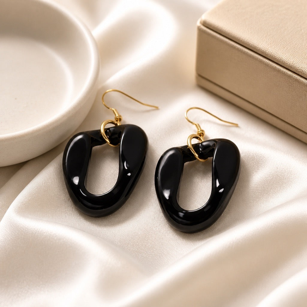 Black Cuban Link Earrings