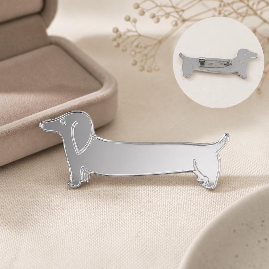 Mirror Dachshund Pin | Doxie Dog Acrylic Brooch