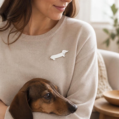 White Dachshund Pin