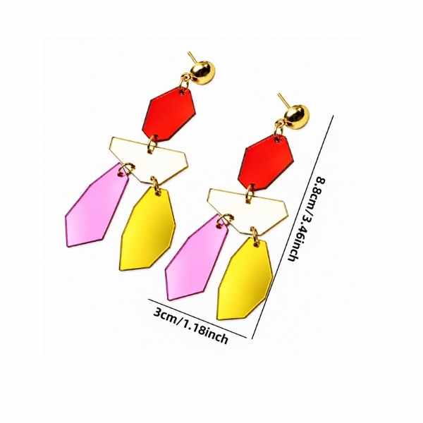 Reflective geometric earrings in bold bright colours