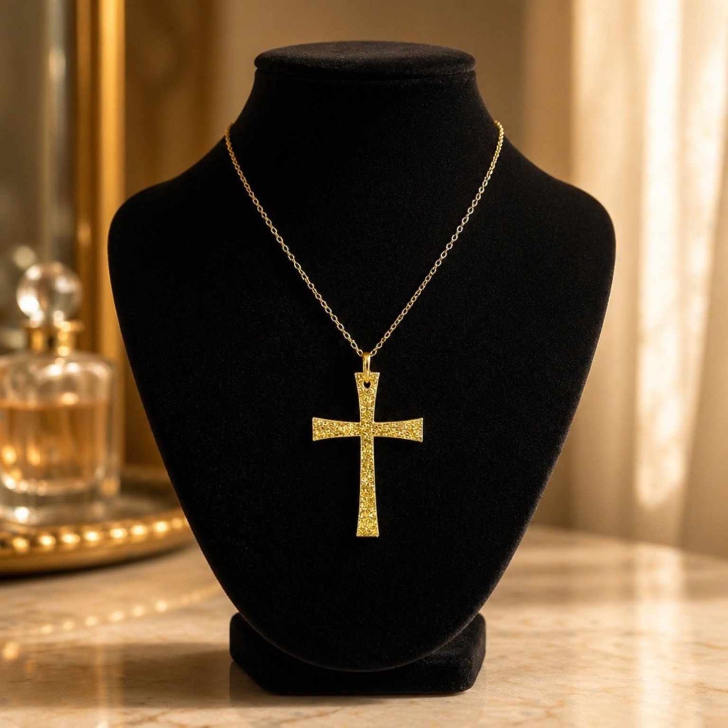 Gold & Silver Tone Cross Necklace – Minimalist Faith Pendant