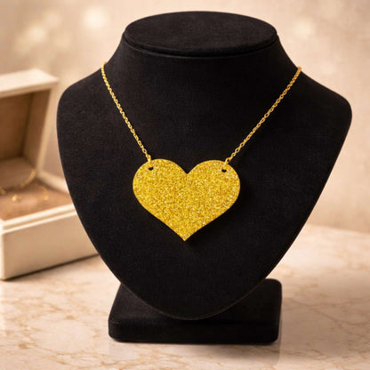 Love Heart Maxi Necklace | Mirror, Glitter & Acrylic | SassyBirds