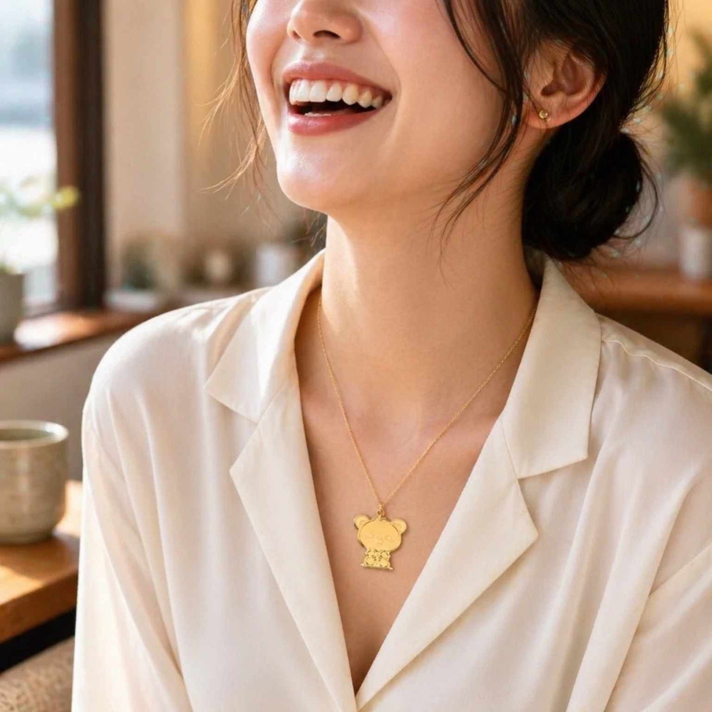 Kawaii Teddy Pop Necklace – Cute Acrylic Bear Pendant
