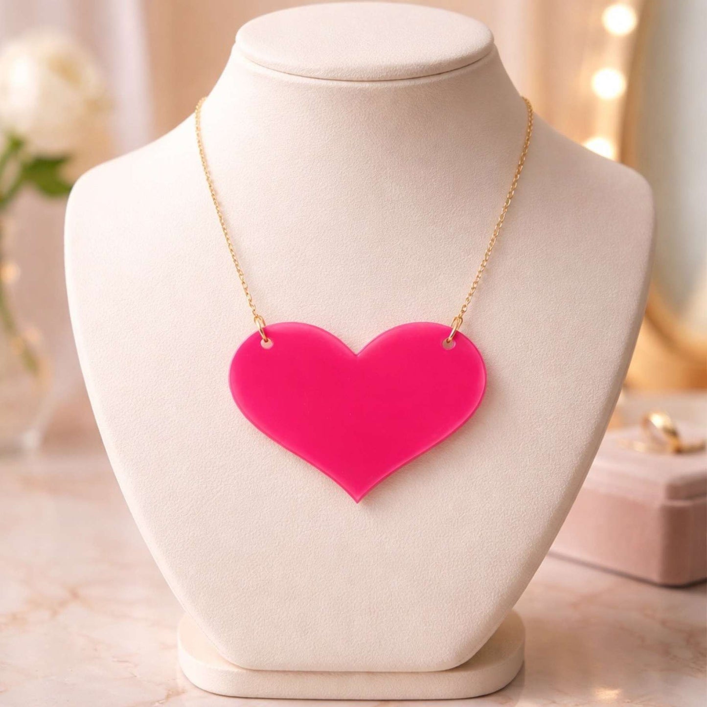 Love Heart Maxi Necklace | Mirror, Glitter & Acrylic | SassyBirds