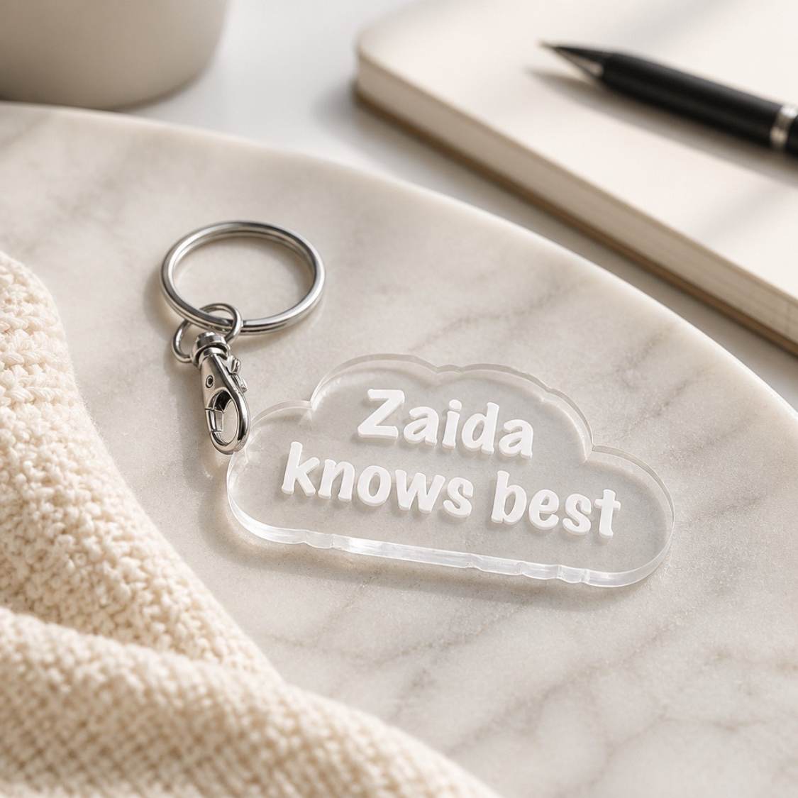 [Blank] Knows Best Personalized Keychain Purse Charm