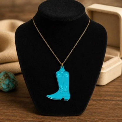 Cowboy Boot Necklace – Western Style Acrylic Pendant | SassyBirds