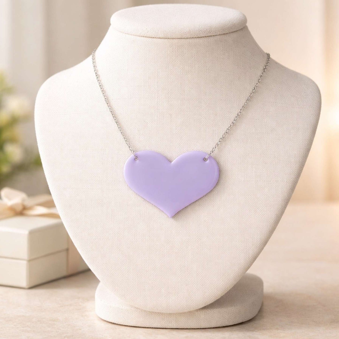 Love Heart Maxi Necklace | Mirror, Glitter & Acrylic | SassyBirds
