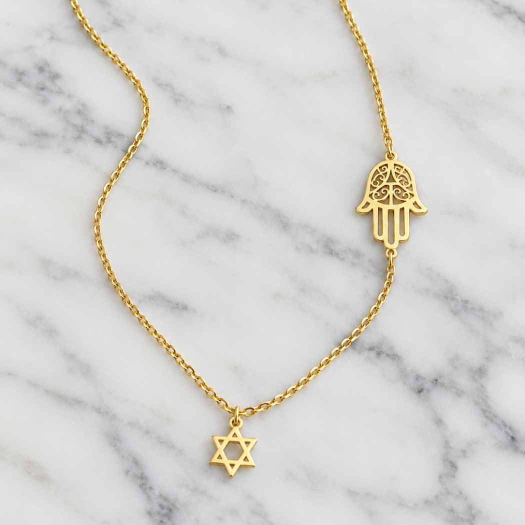 Hamsa & Star of David Necklace