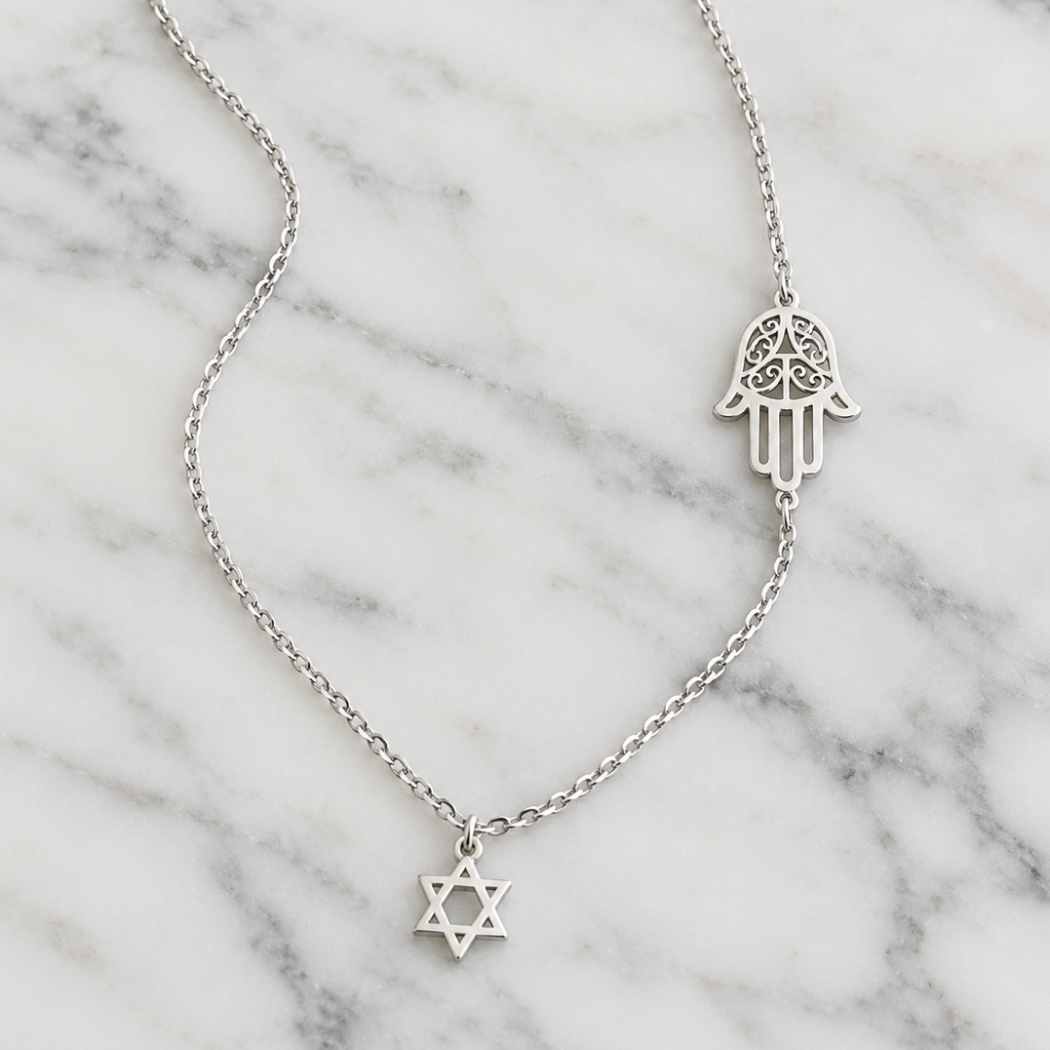 Hamsa & Star of David Necklace