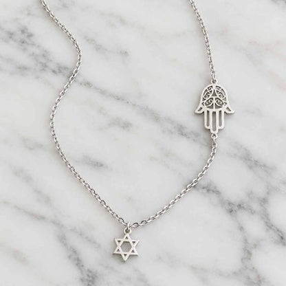 Hamsa & Star of David Necklace