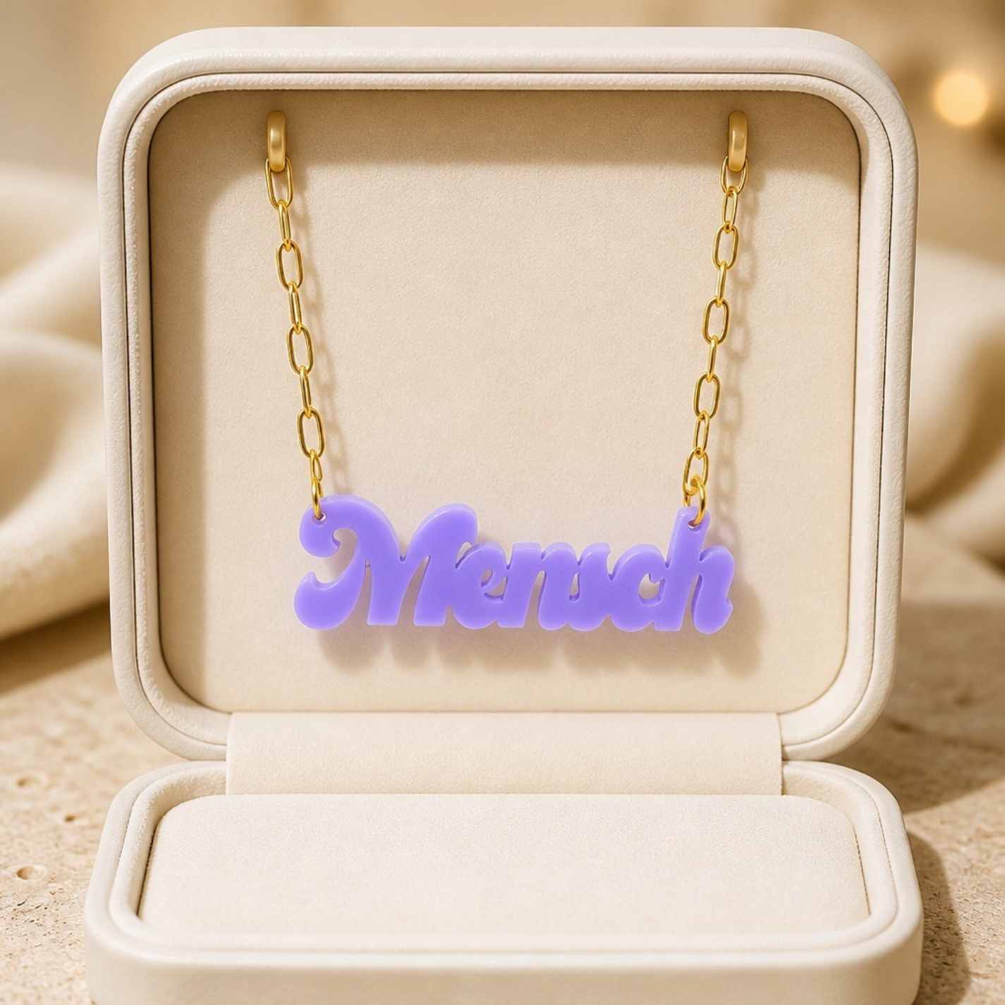 Yiddish Mensch Acrylic Necklace