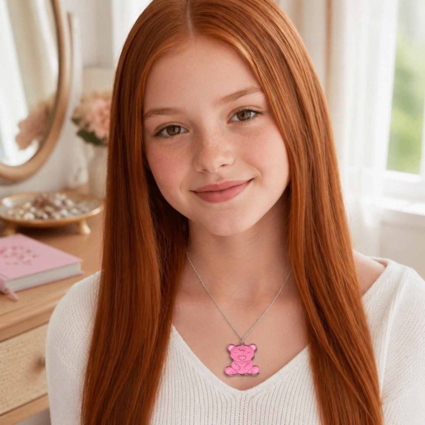 Sasha the Bear Necklace - Cute Acrylic Bear Pendant