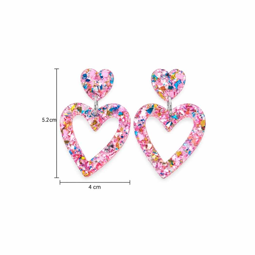 Pink confetti acrylic statement earrings for women