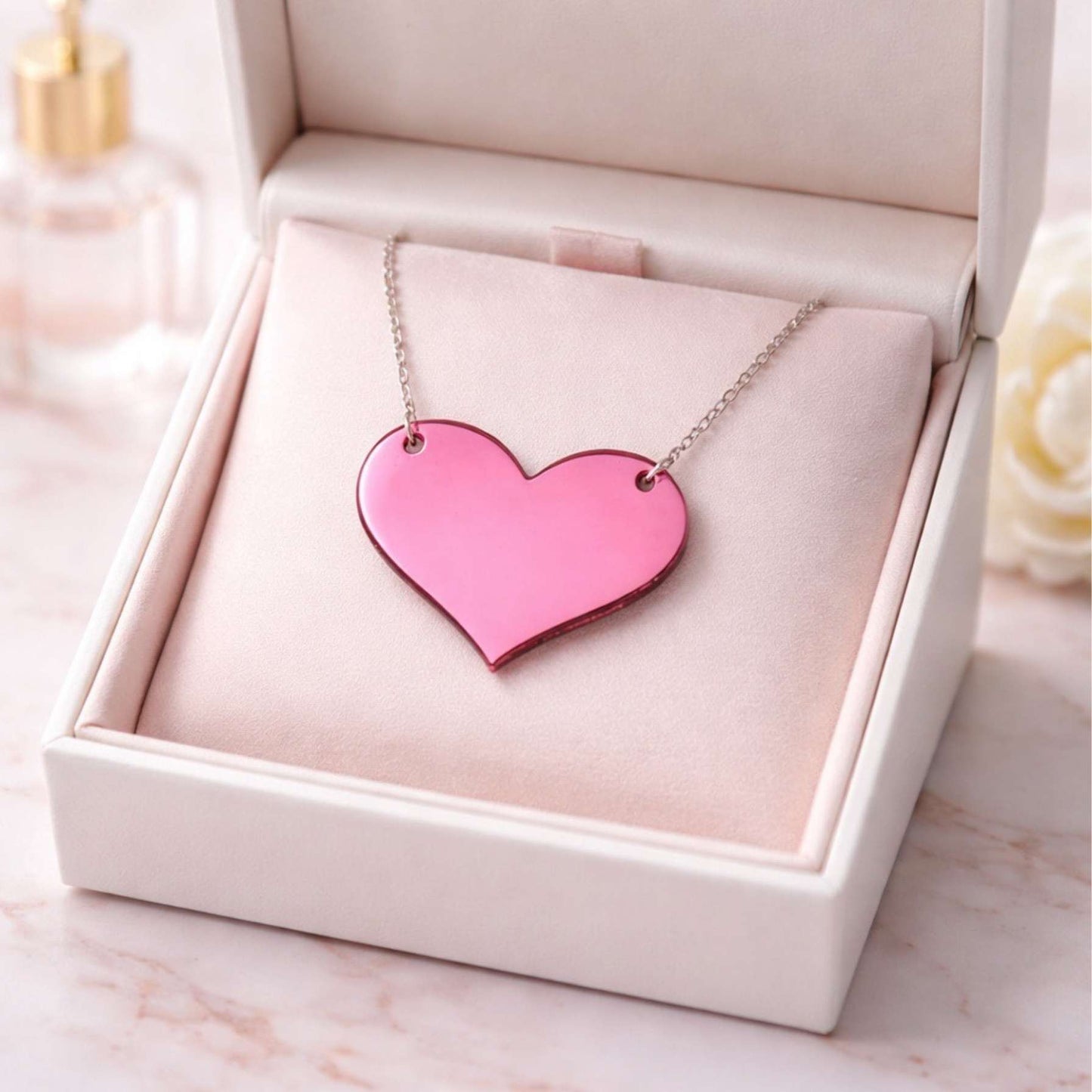 Love Heart Maxi Necklace | Mirror, Glitter & Acrylic | SassyBirds