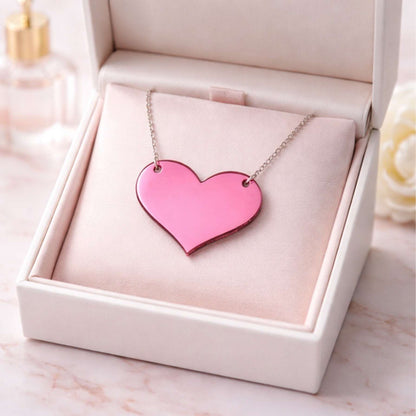 Love Heart Maxi Necklace | Mirror, Glitter & Acrylic | SassyBirds