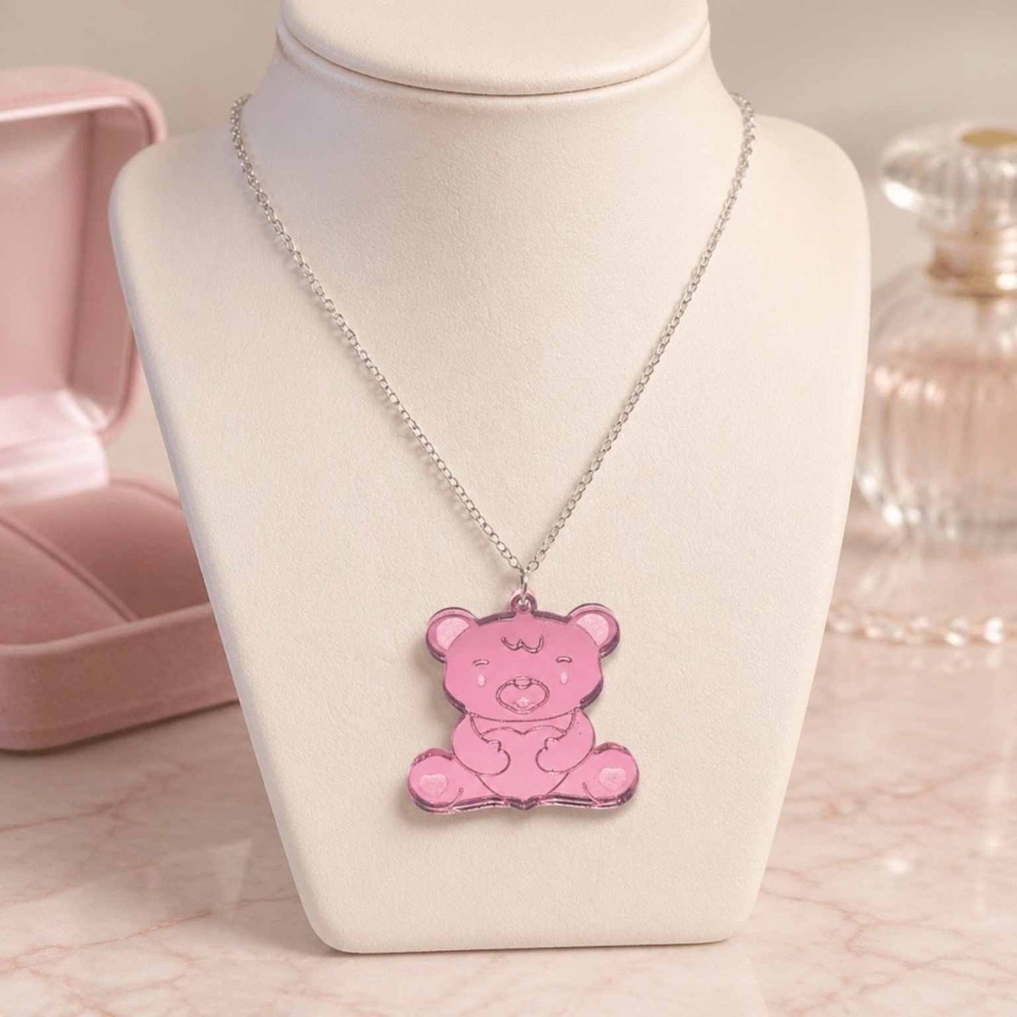 Sasha the Bear Necklace - Cute Acrylic Bear Pendant