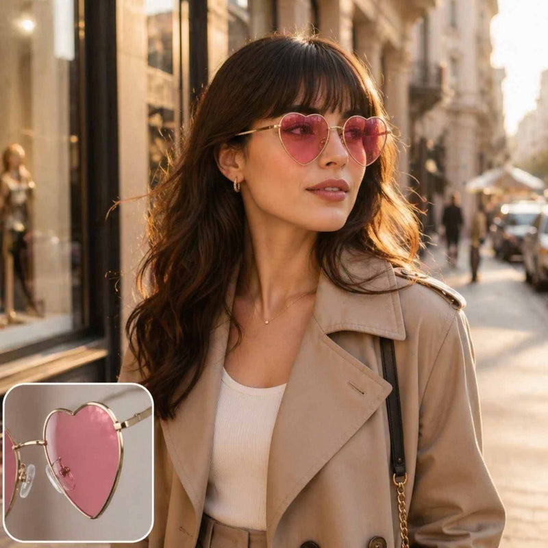 PINK HEART SUNGLASSES | GOLD FRAME