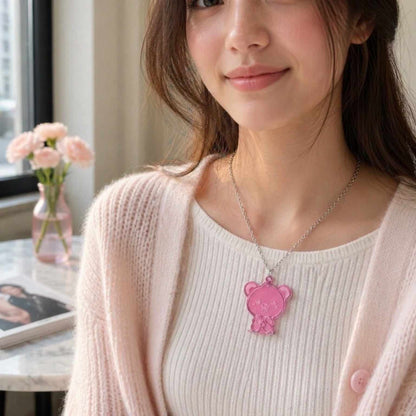 Kawaii Teddy Pop Necklace – Cute Acrylic Bear Pendant