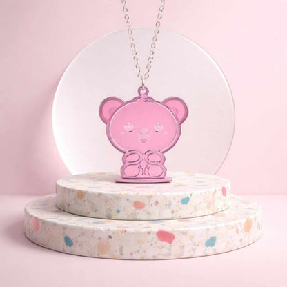 Kawaii Teddy Pop Necklace – Cute Acrylic Bear Pendant