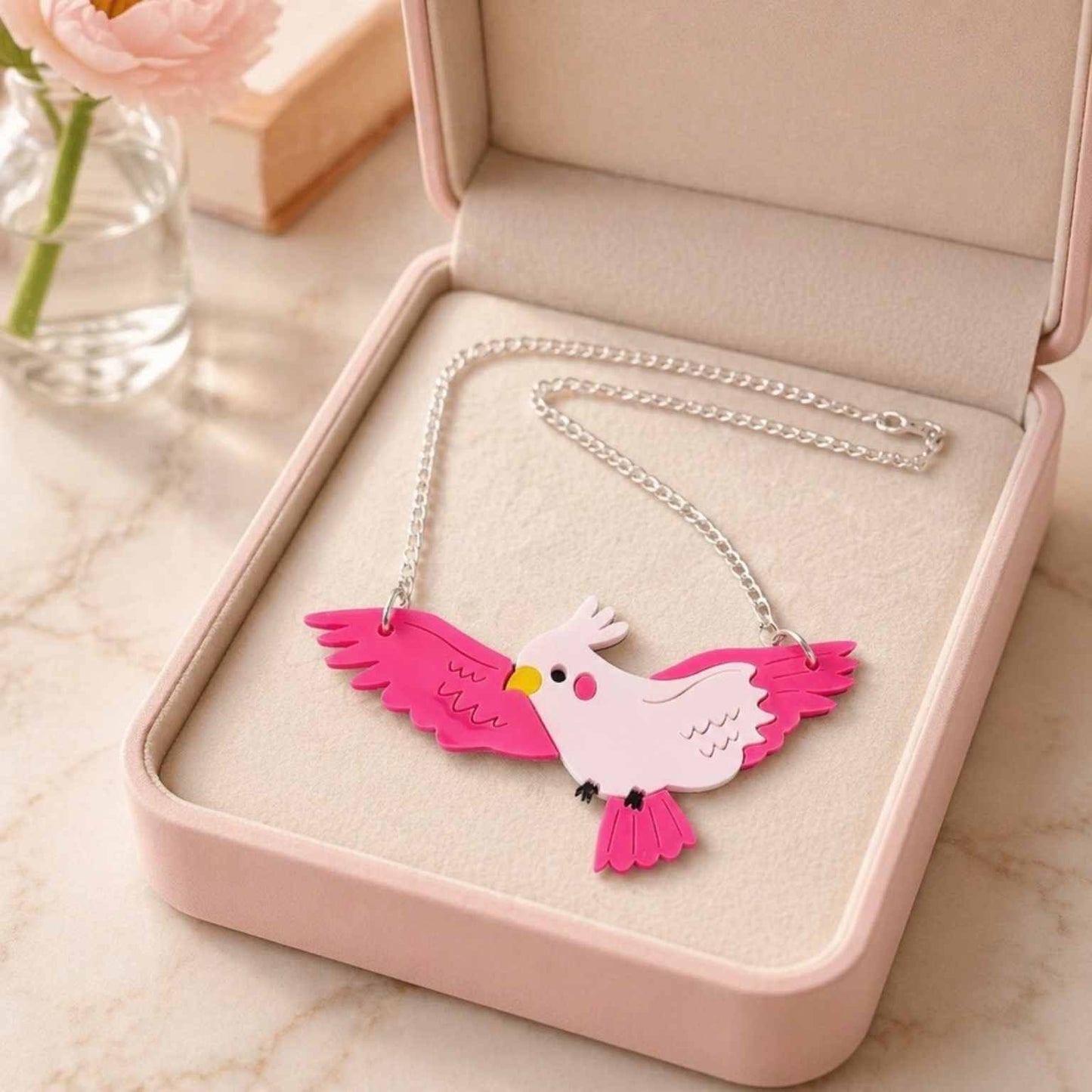 Pink Cockatoo Parrot Necklace