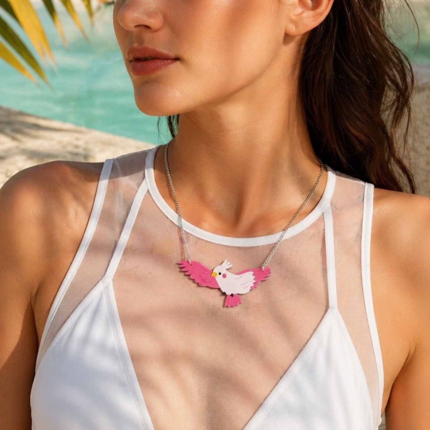 Pink Cockatoo Parrot Necklace