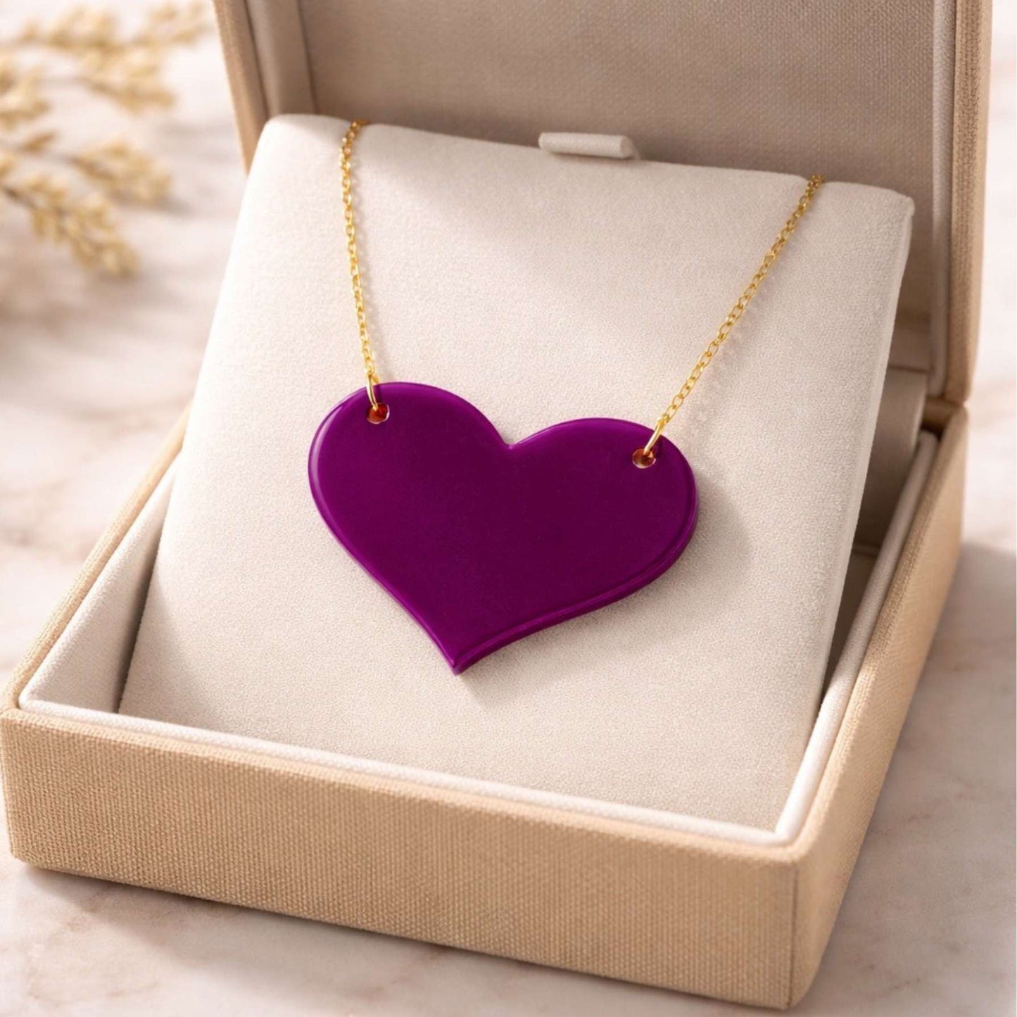 Love Heart Maxi Necklace | Mirror, Glitter & Acrylic | SassyBirds