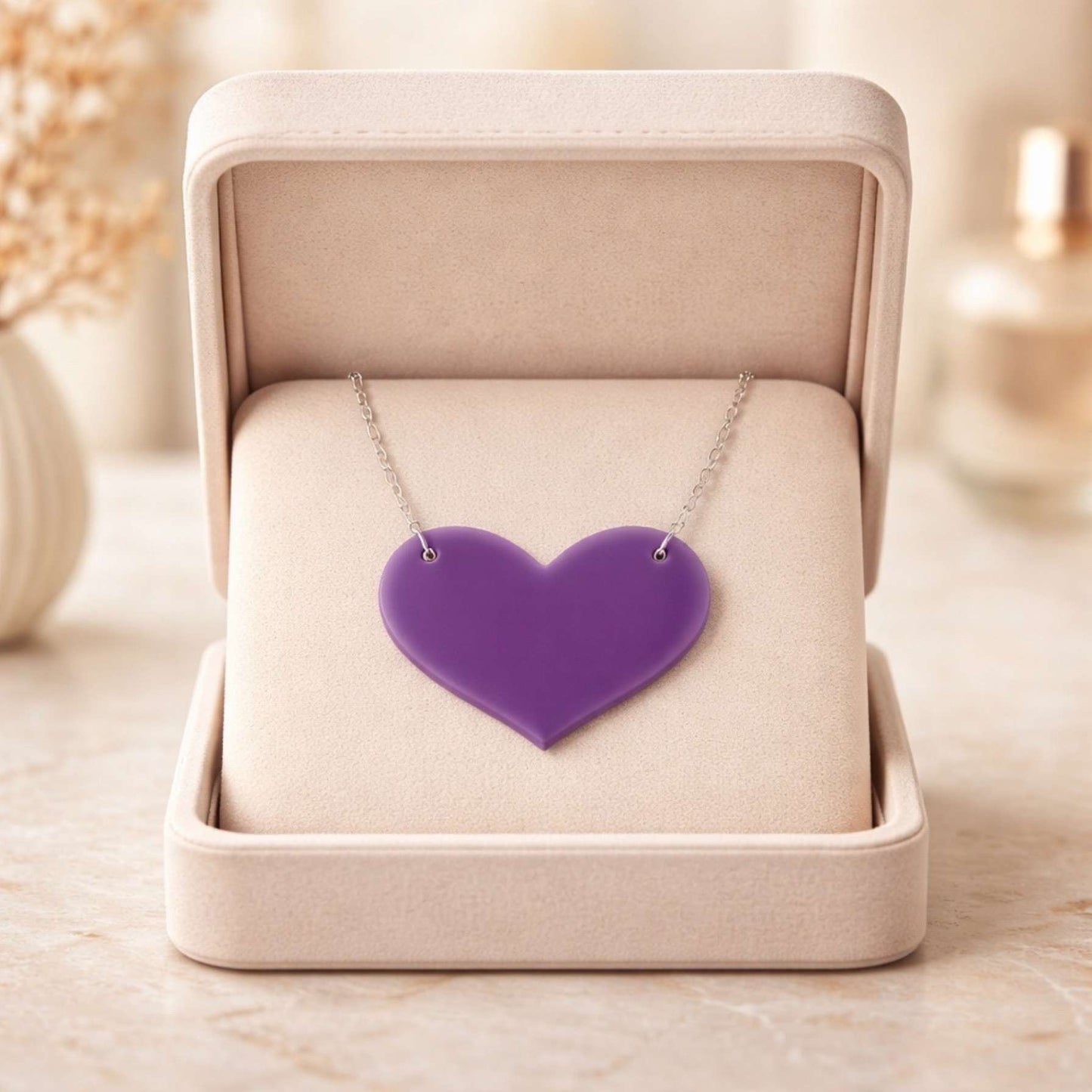 Love Heart Maxi Necklace | Mirror, Glitter & Acrylic | SassyBirds