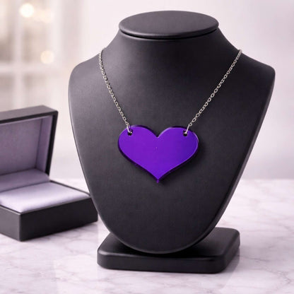 Love Heart Maxi Necklace | Mirror, Glitter & Acrylic | SassyBirds