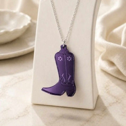 Cowboy Boot Necklace – Western Style Acrylic Pendant | SassyBirds