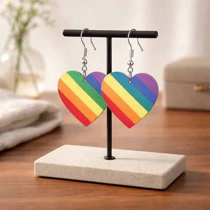 Rainbow Heart Earrings - Diagonal